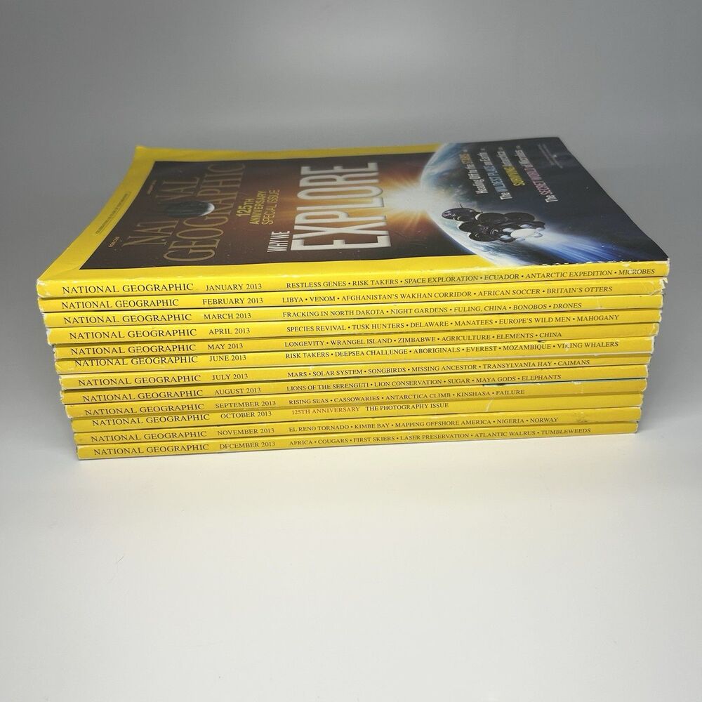 2013 National Geographic Magazine Full Year 12 Issues, Maps & Inserts, Jan-Dec